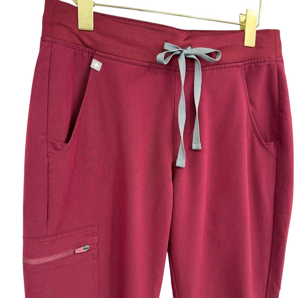 Figs TALL Women's Zamora Burgundy Maroon Mid Rise Jogger Scrub Pants - Picture 5 of 10